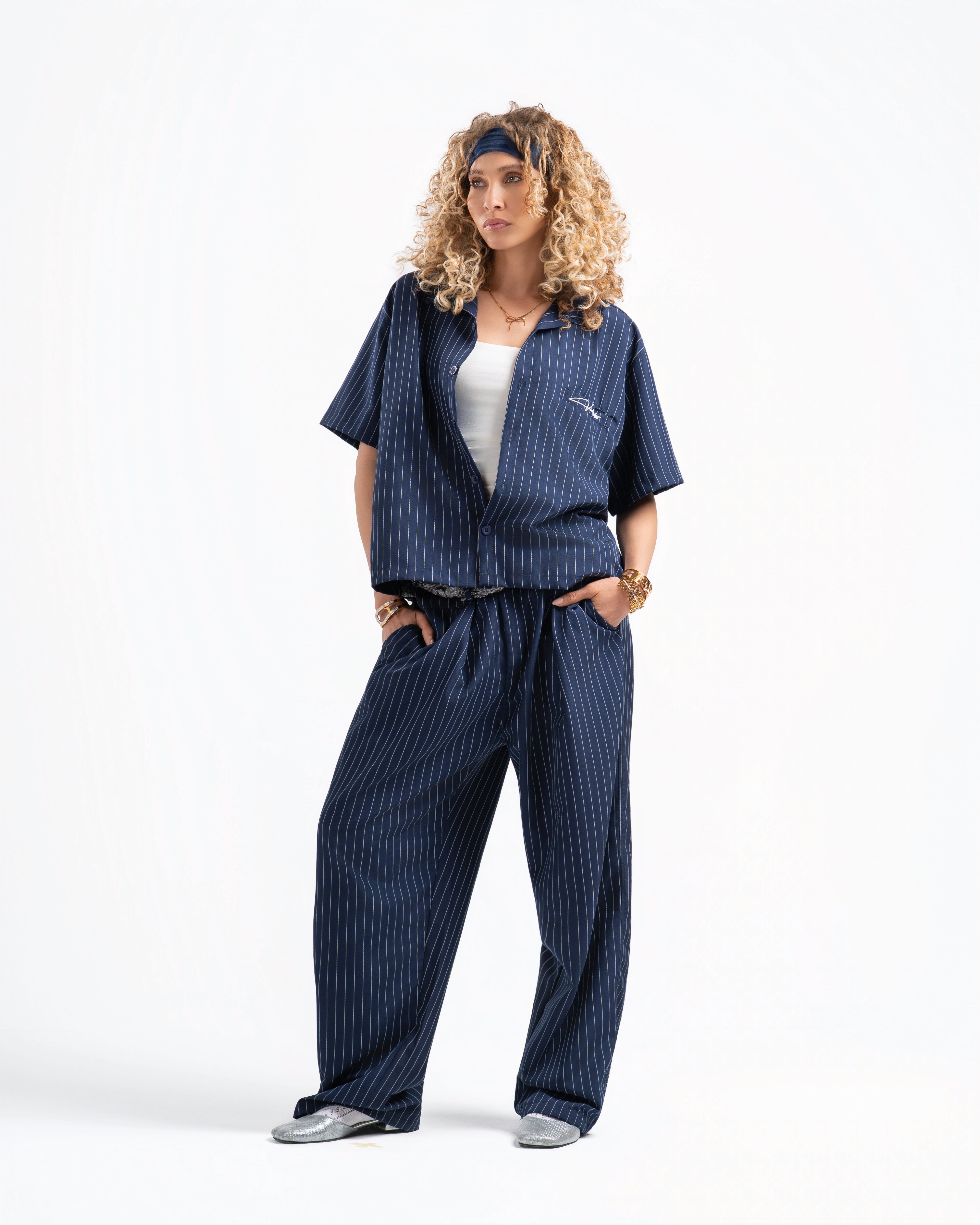 striped boxy suit