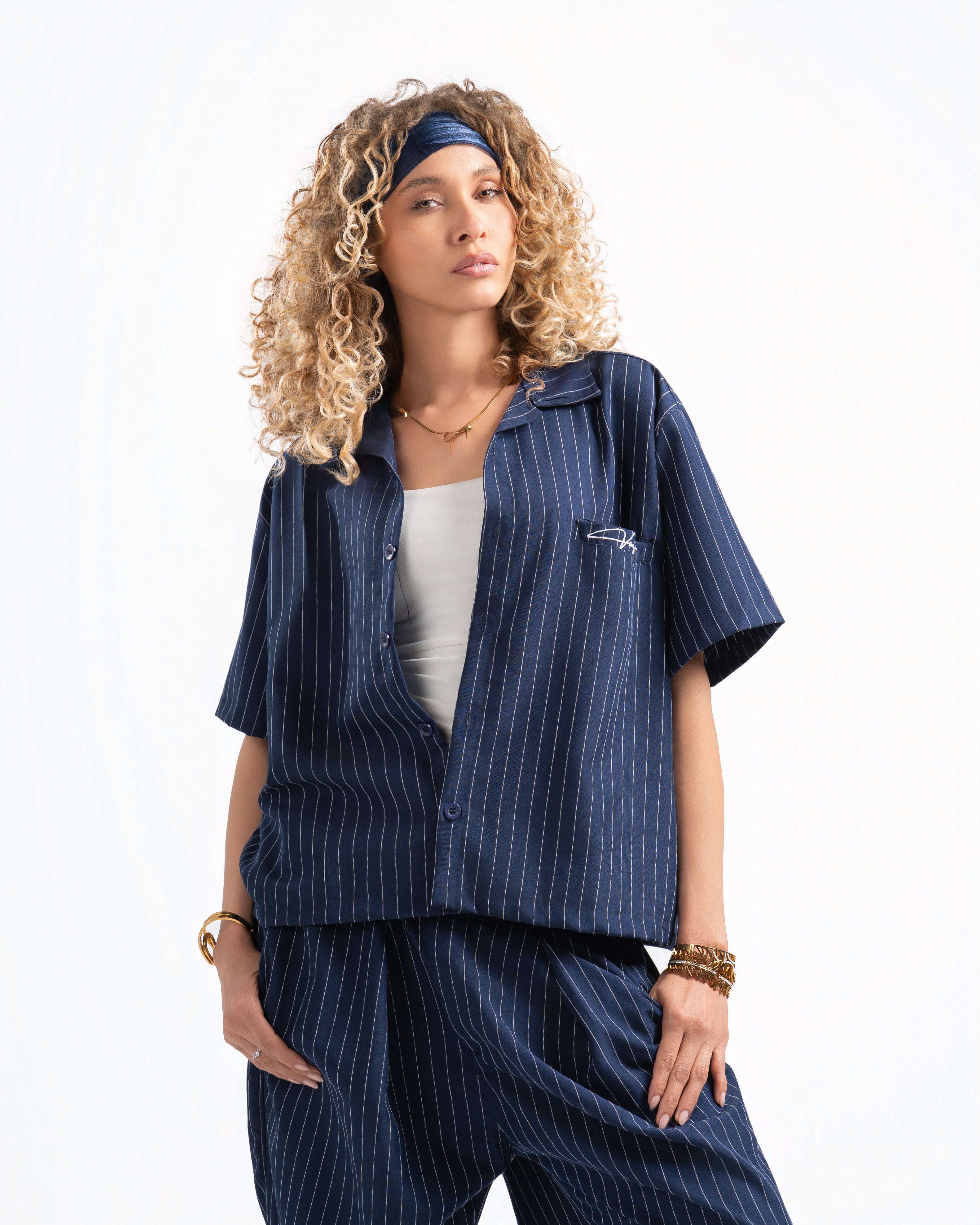 striped boxy suit