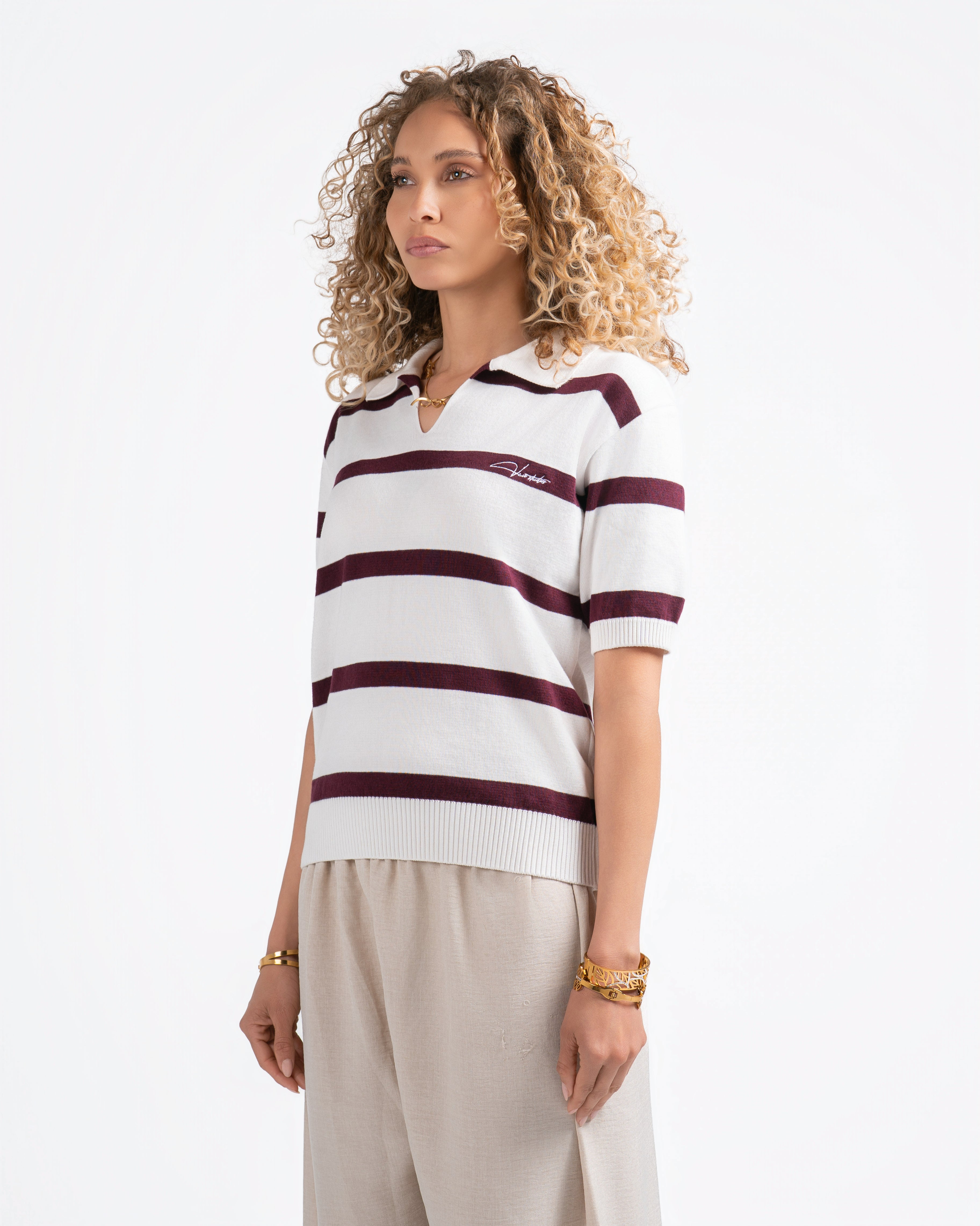 Striped Knitted Polo