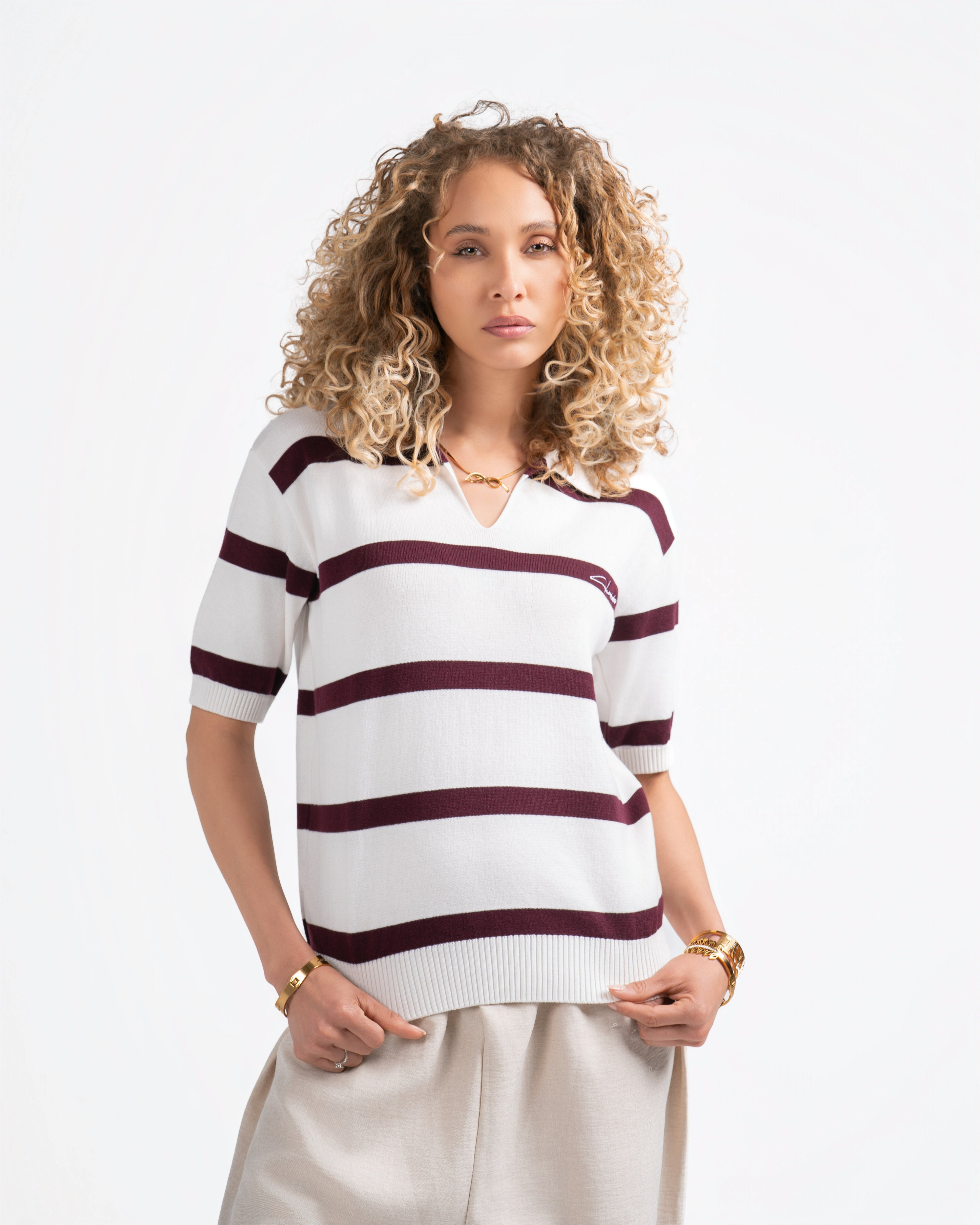 Striped Knitted Polo