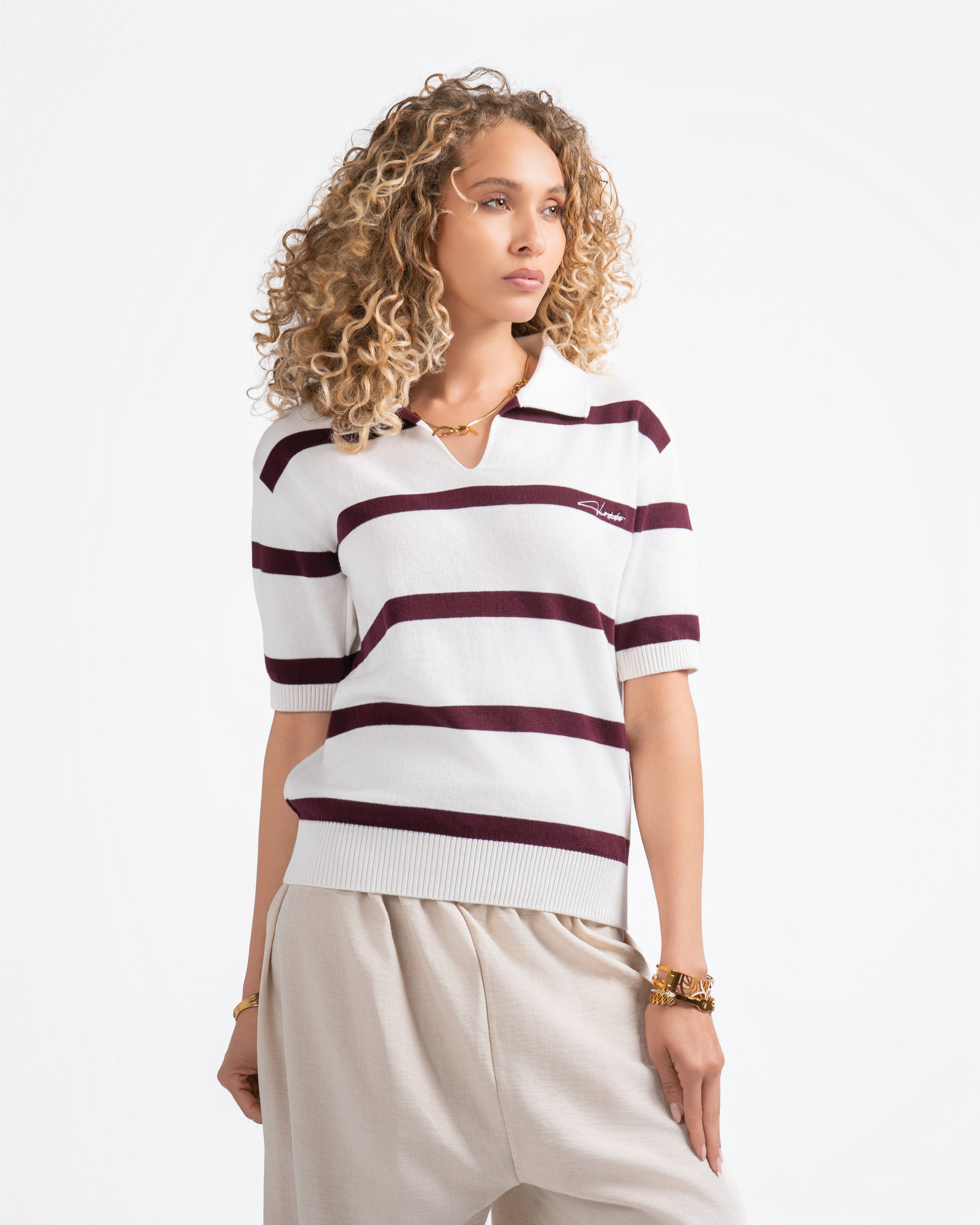 Striped Knitted Polo