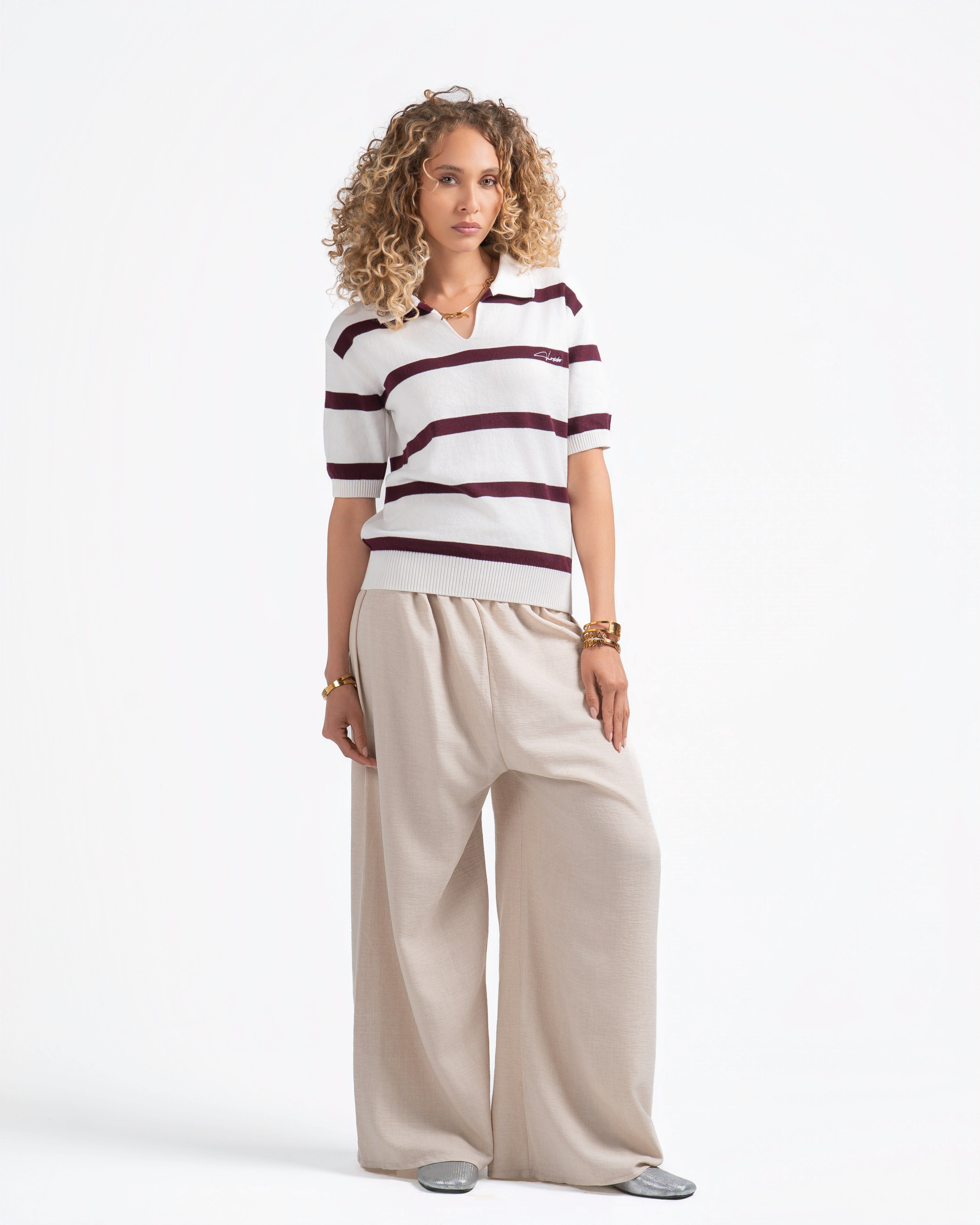Striped Knitted Polo