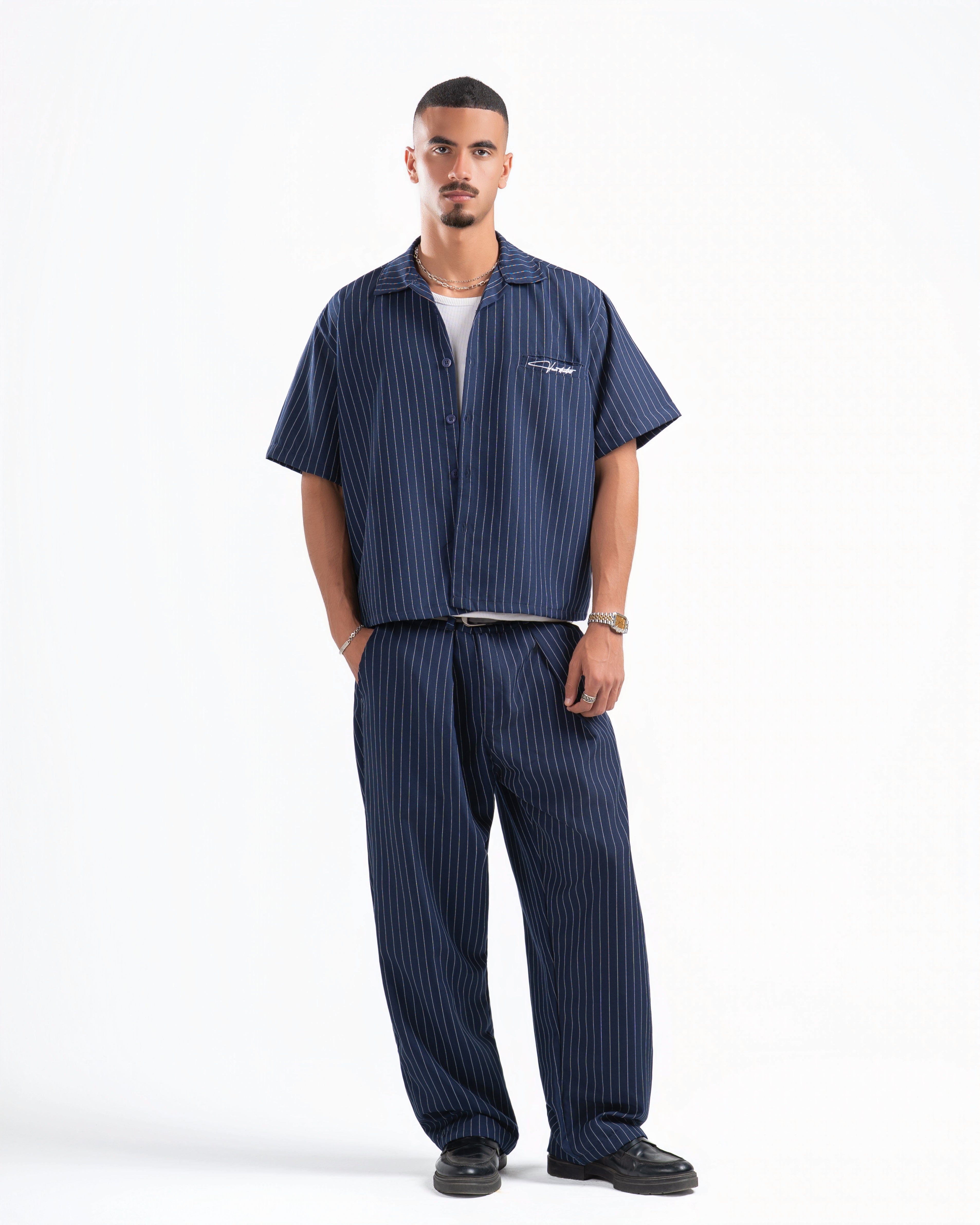 striped boxy suit