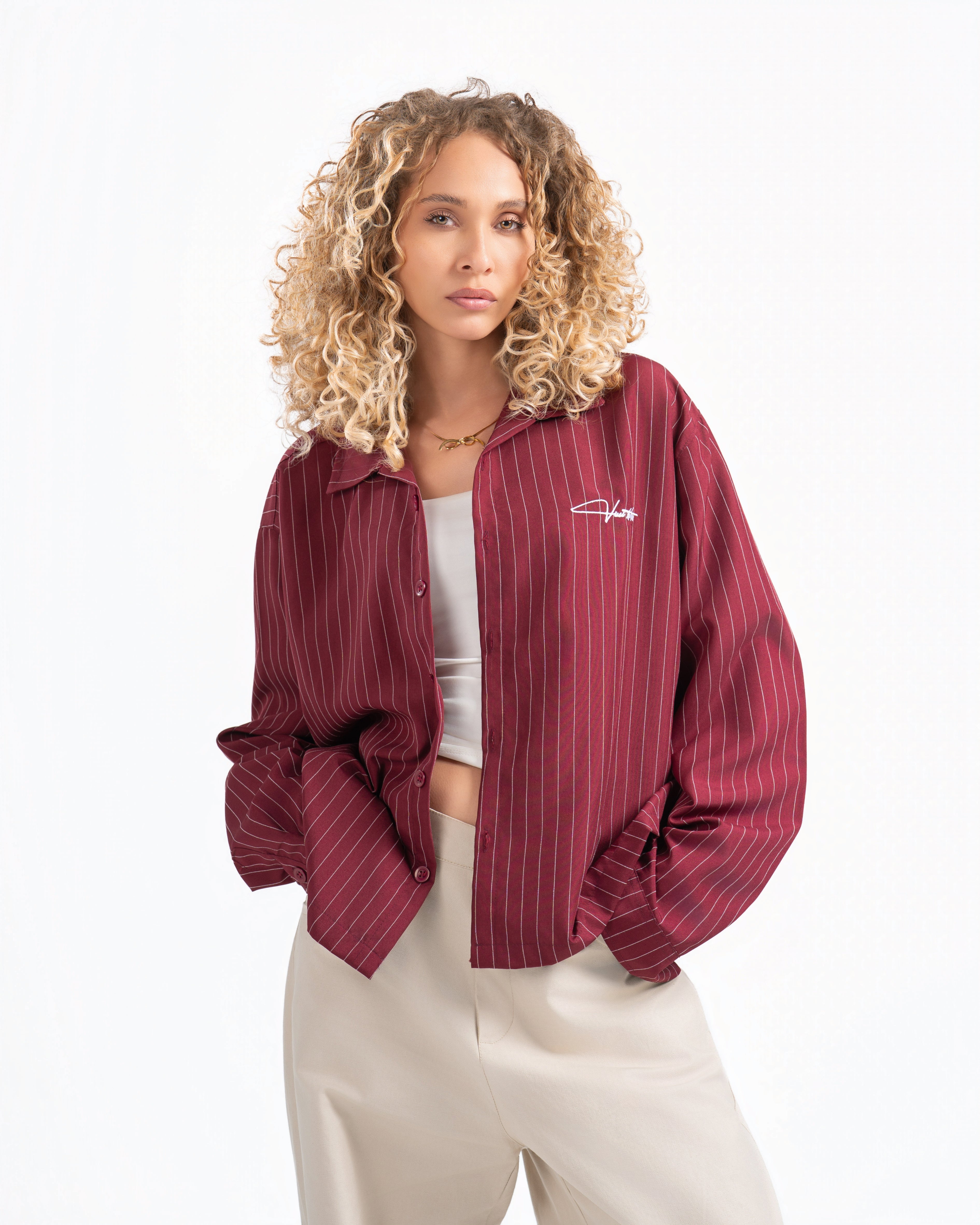 Burgundy Shirt Striped