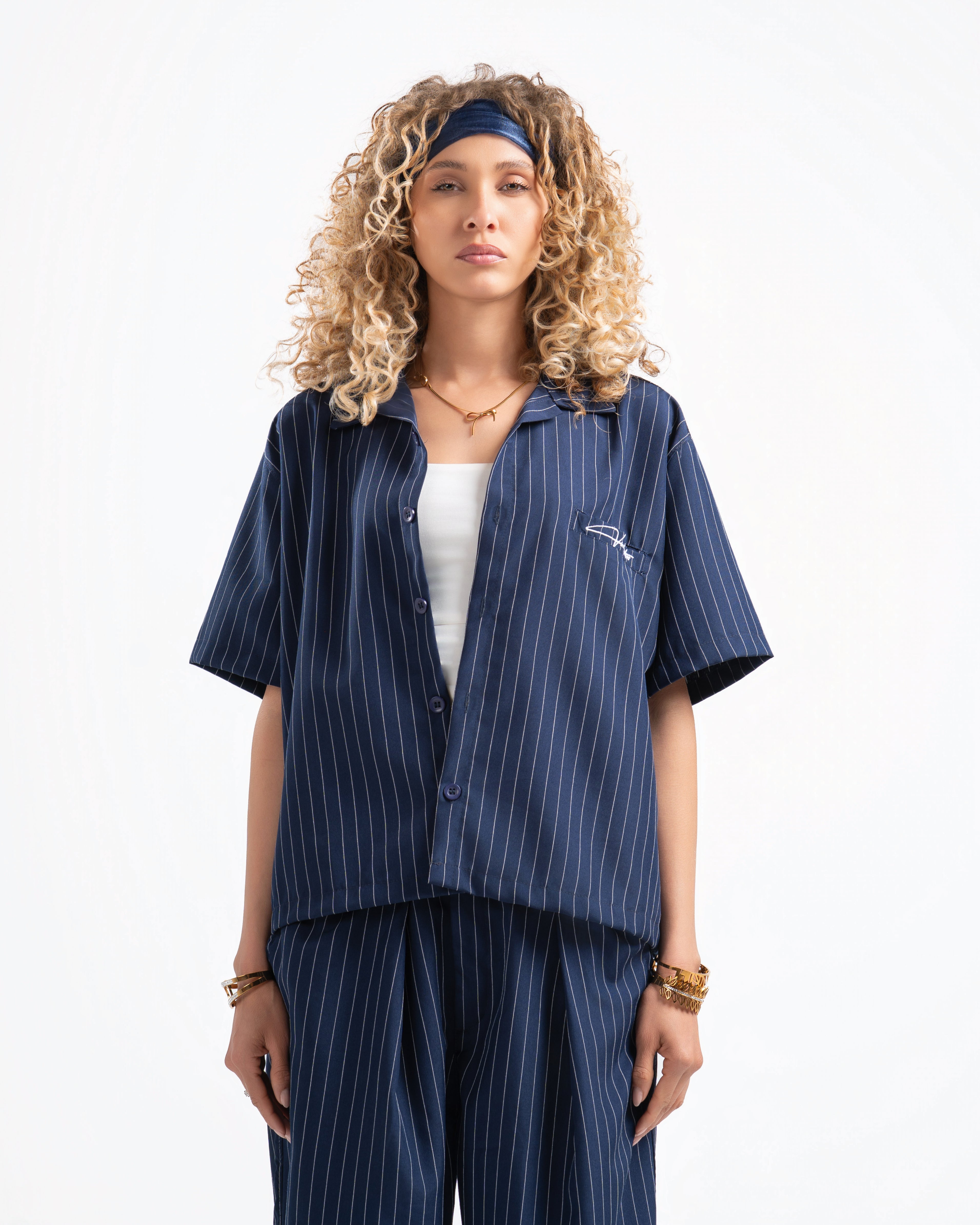 striped boxy suit