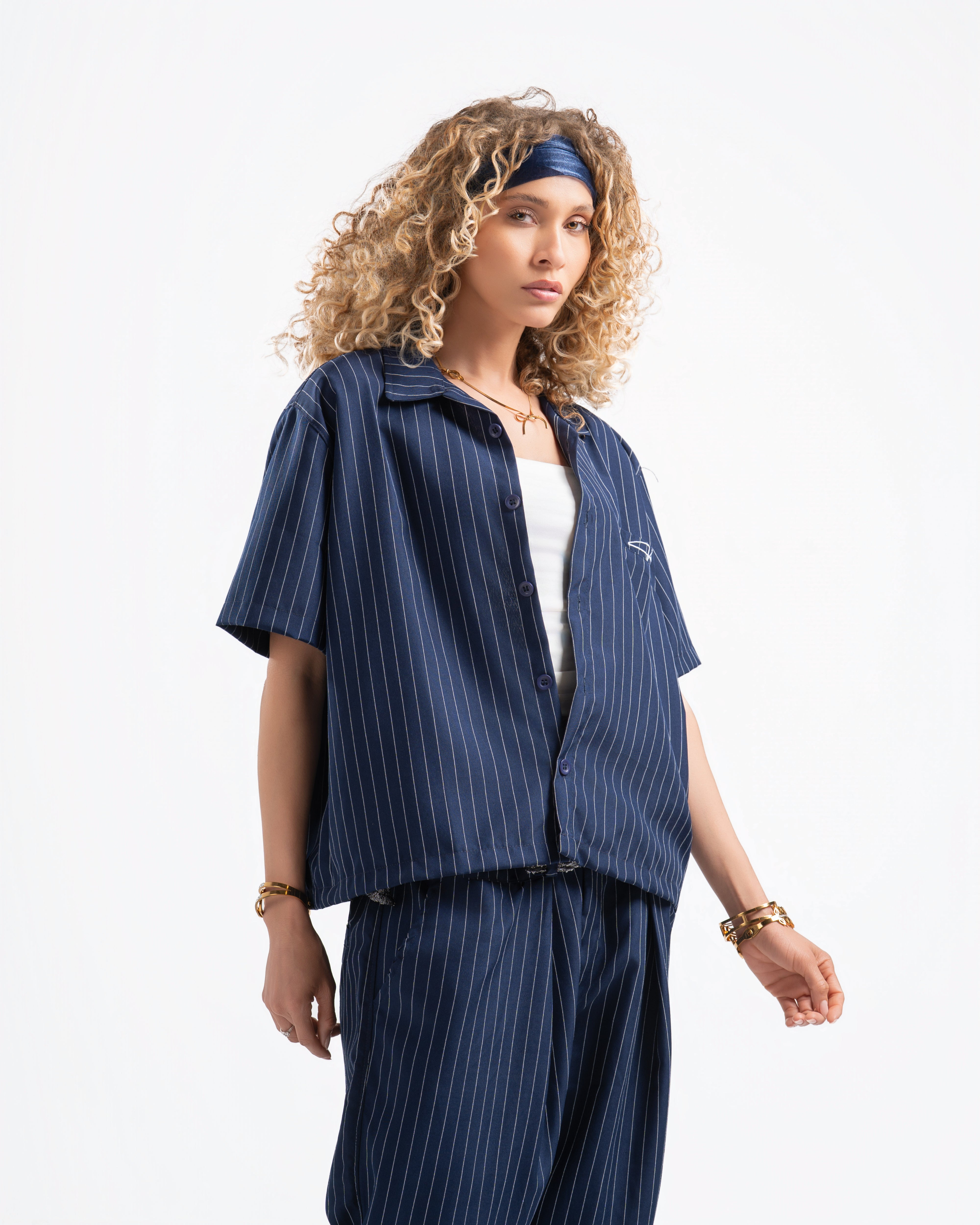striped boxy suit