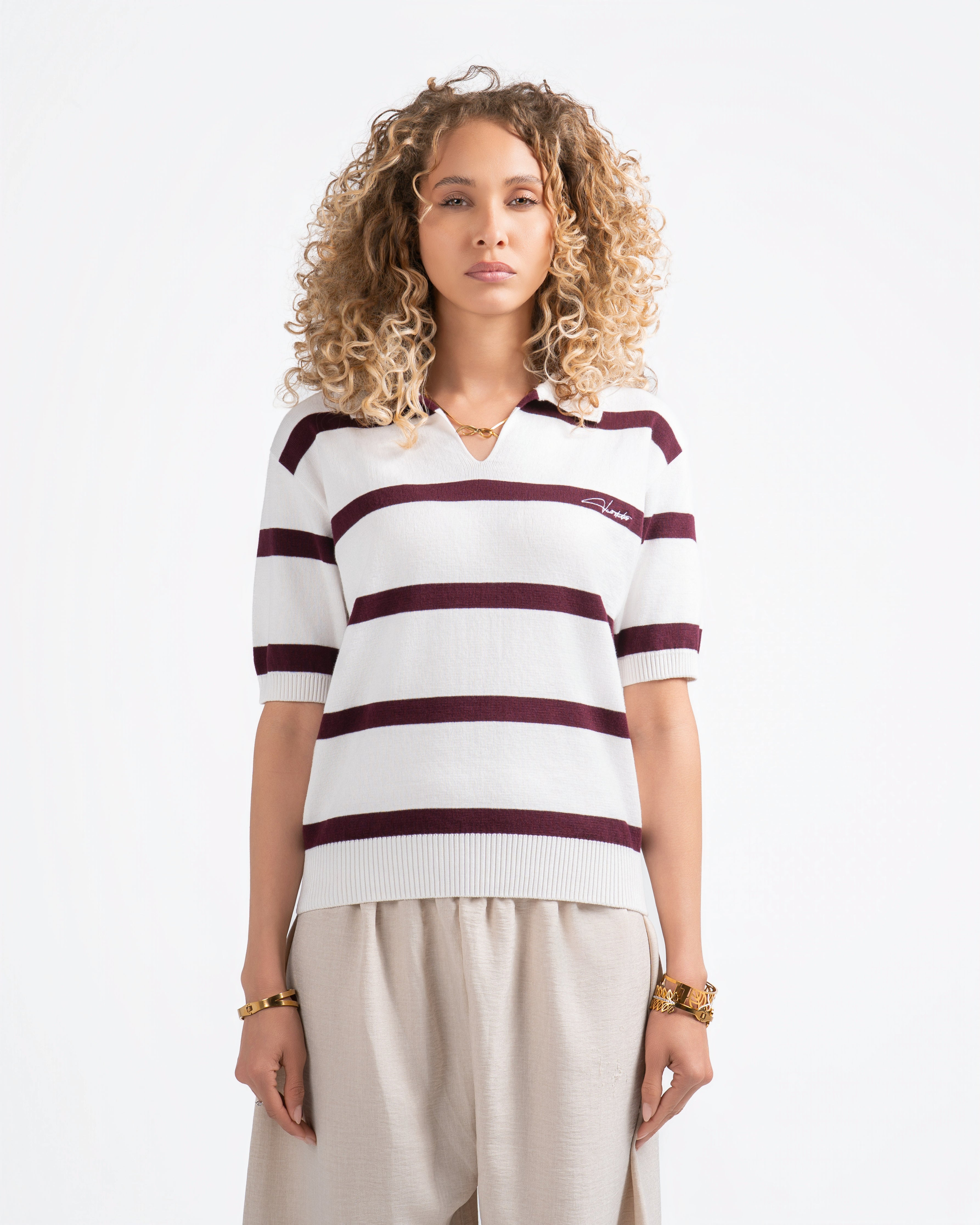 Striped Knitted Polo