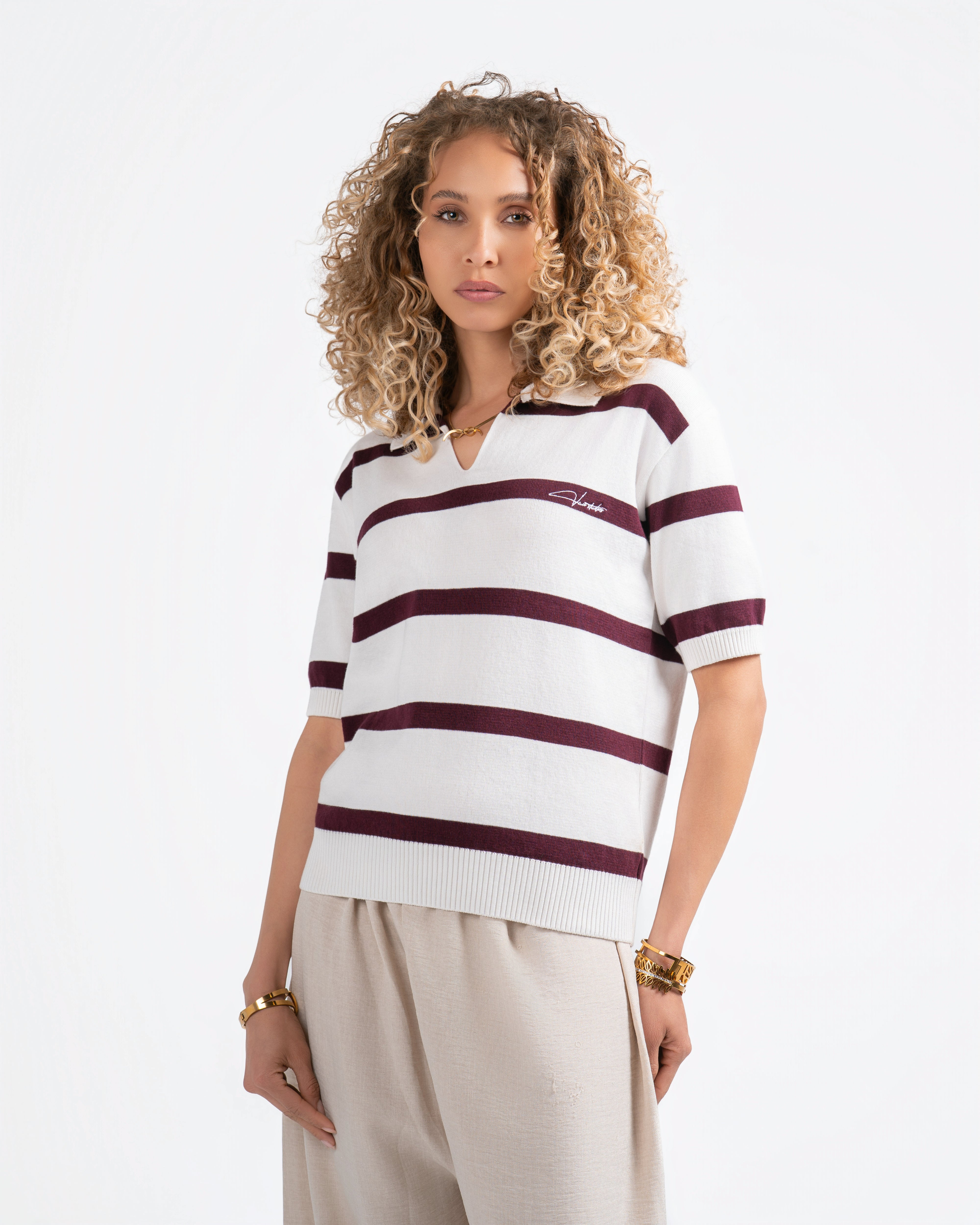 Striped Knitted Polo