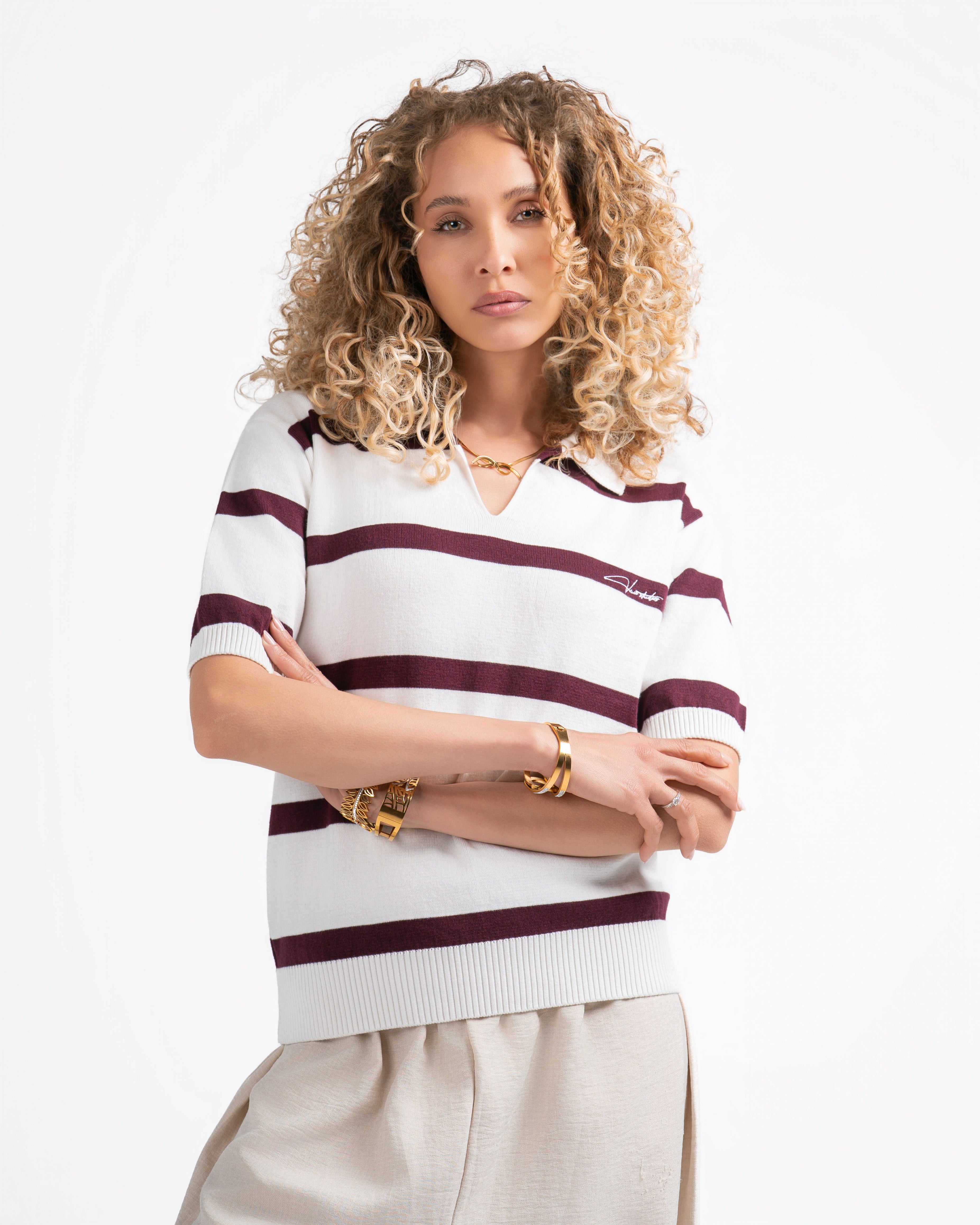Striped Knitted Polo