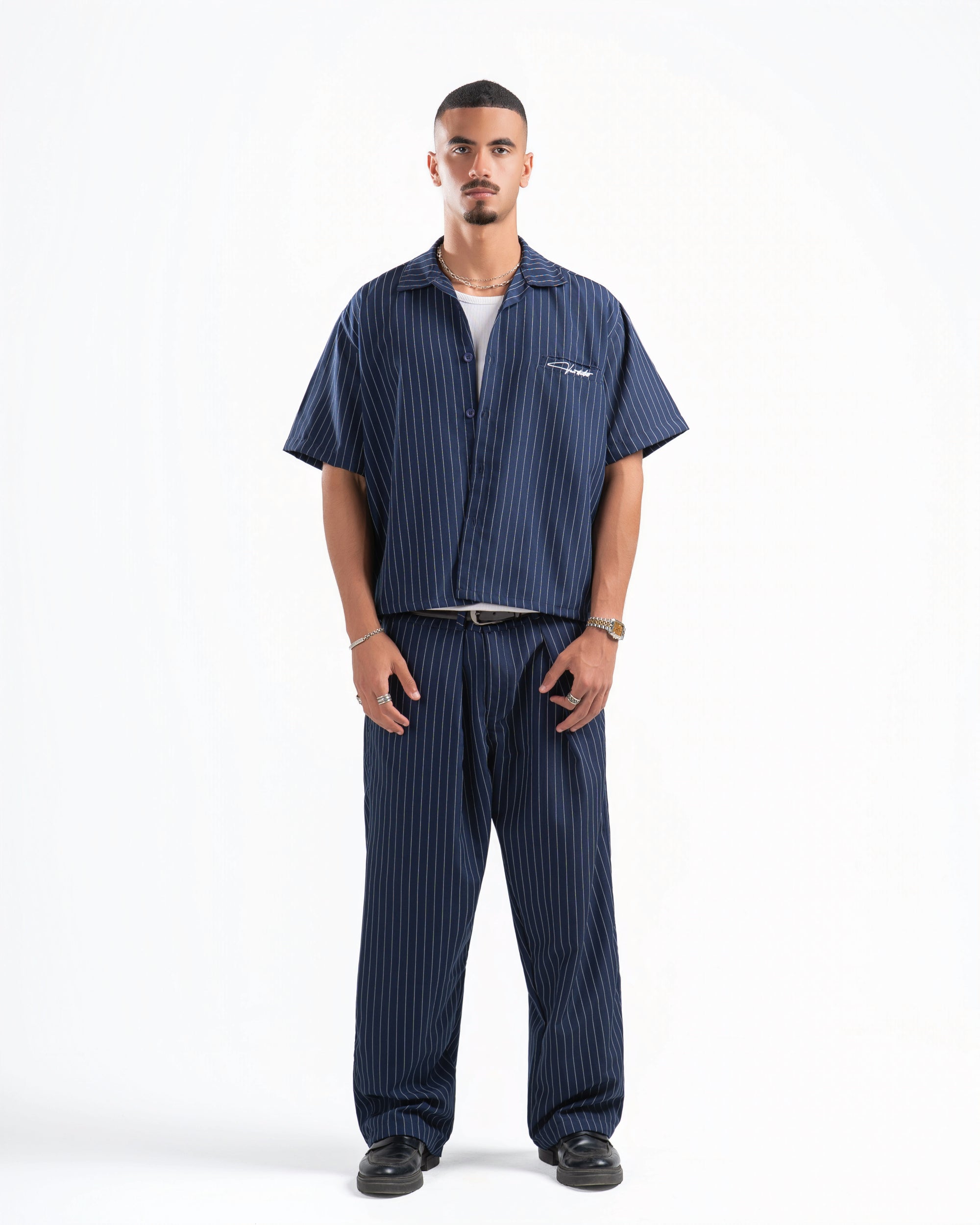 striped boxy suit