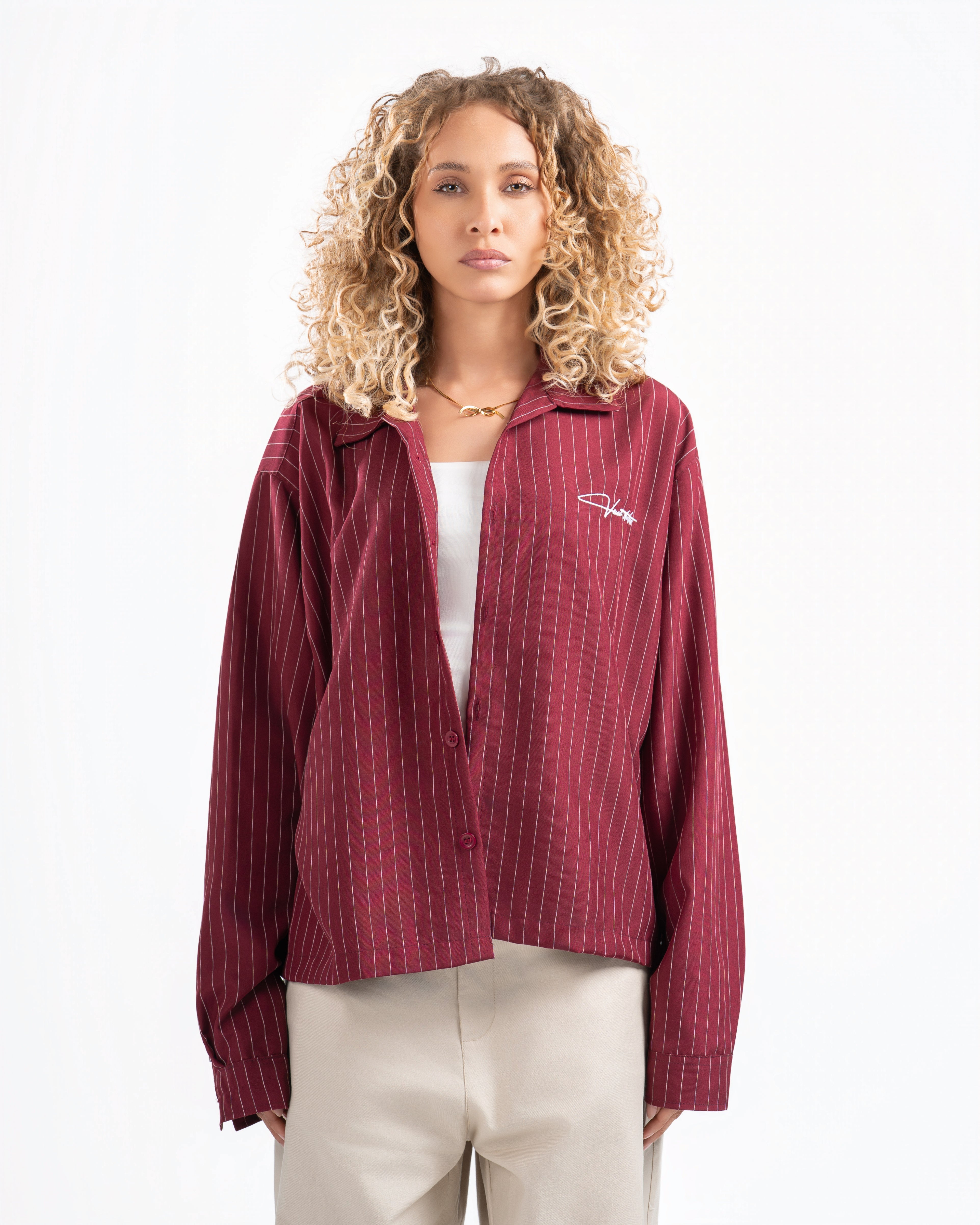 Burgundy Shirt Striped