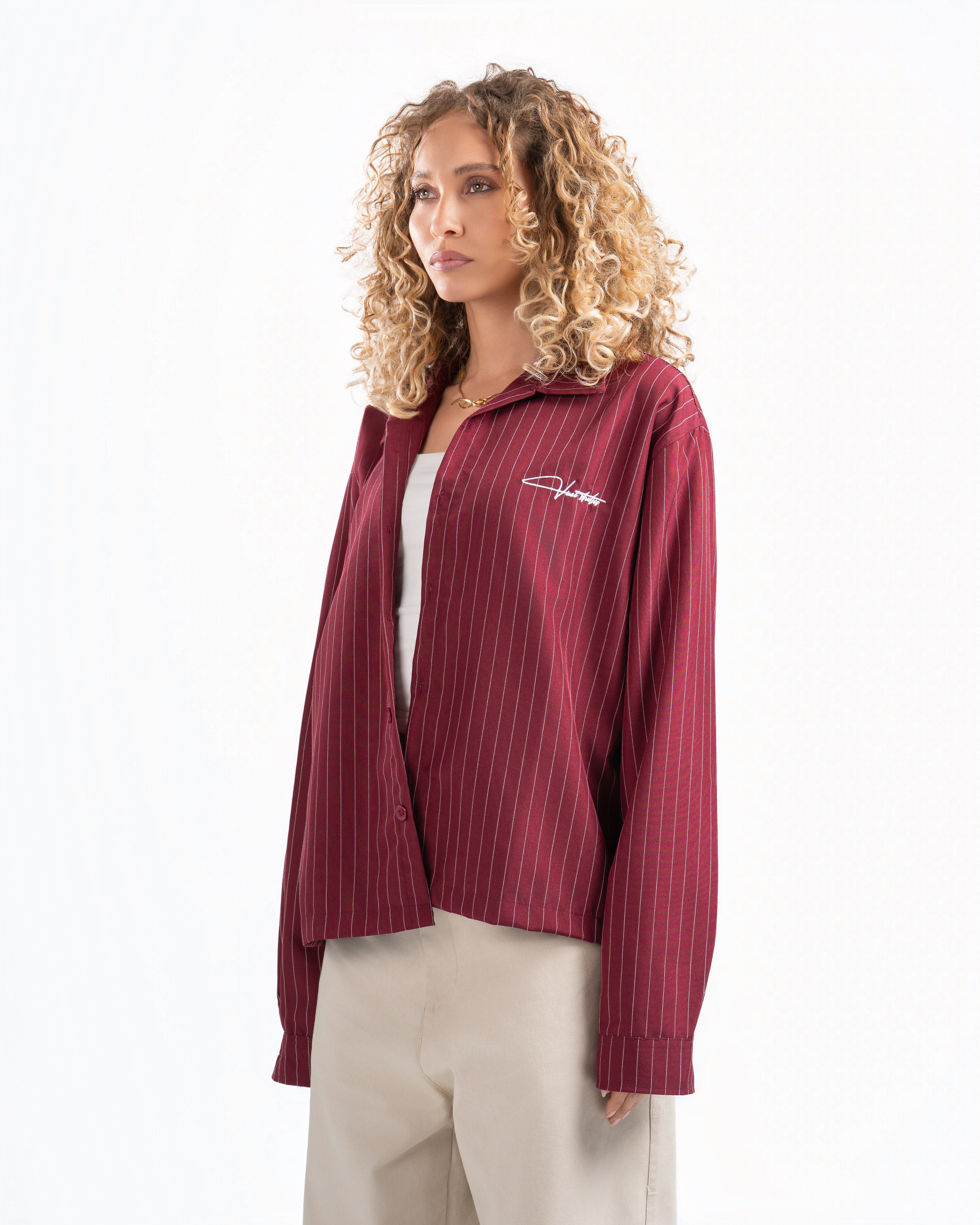 Burgundy Shirt Striped