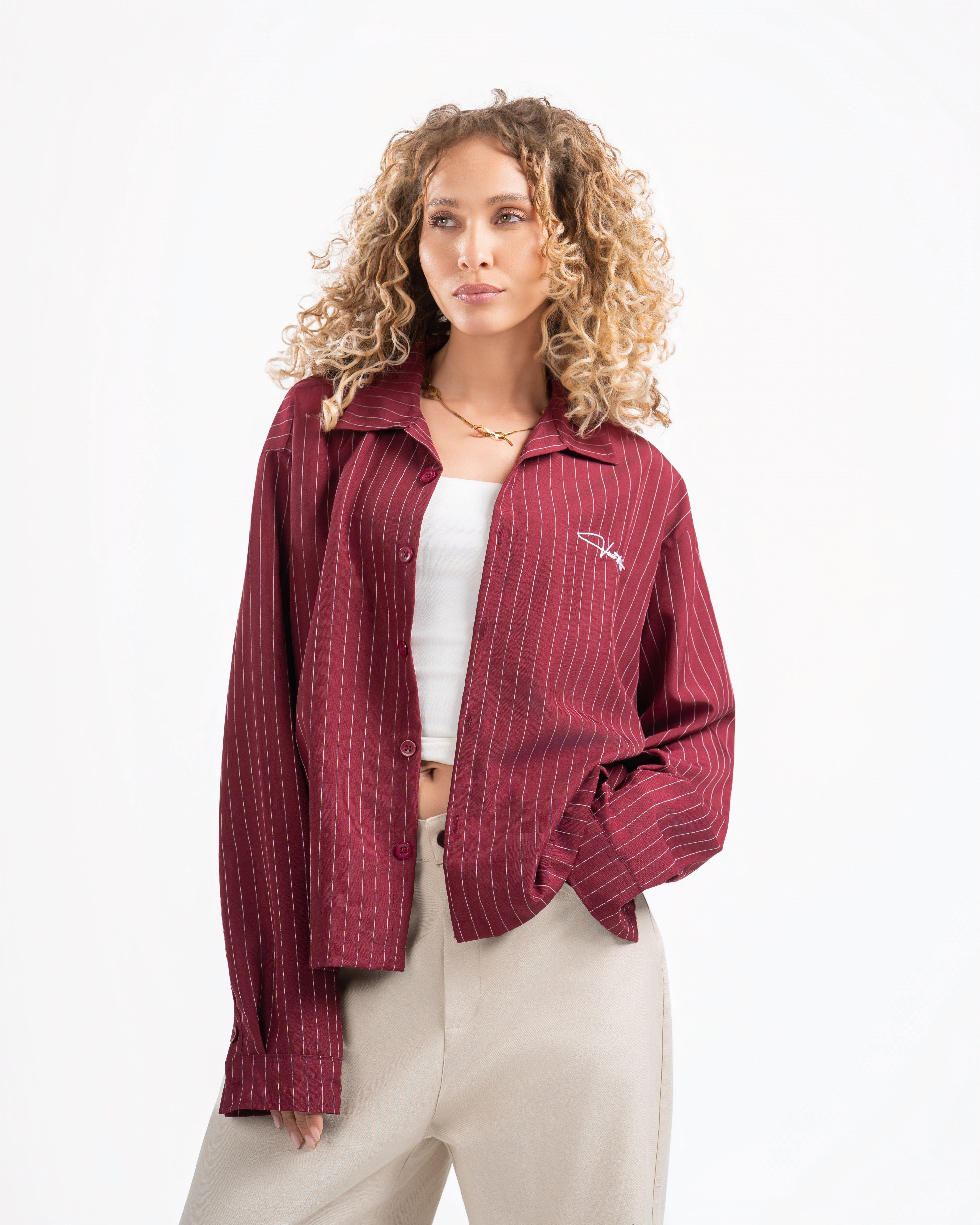 Burgundy Shirt Striped
