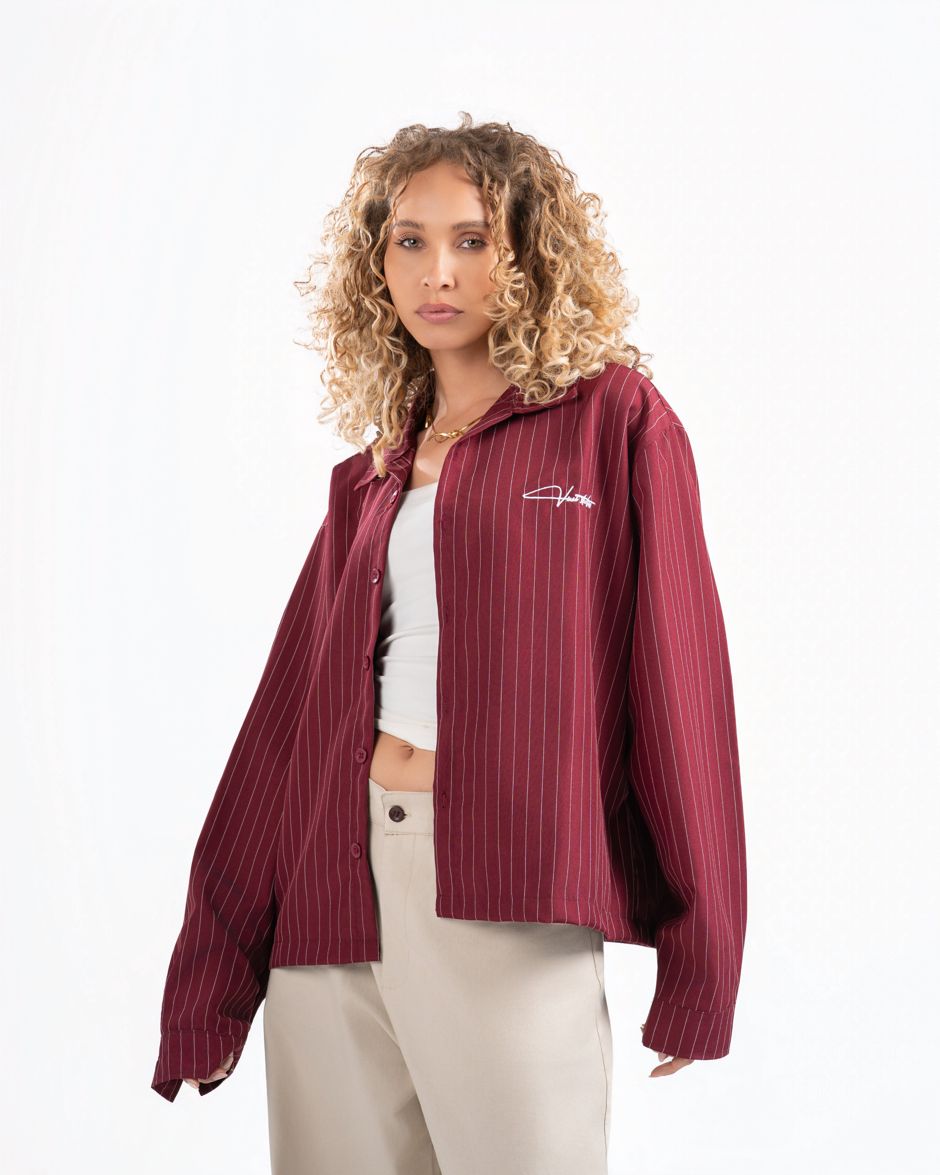 Burgundy Shirt Striped