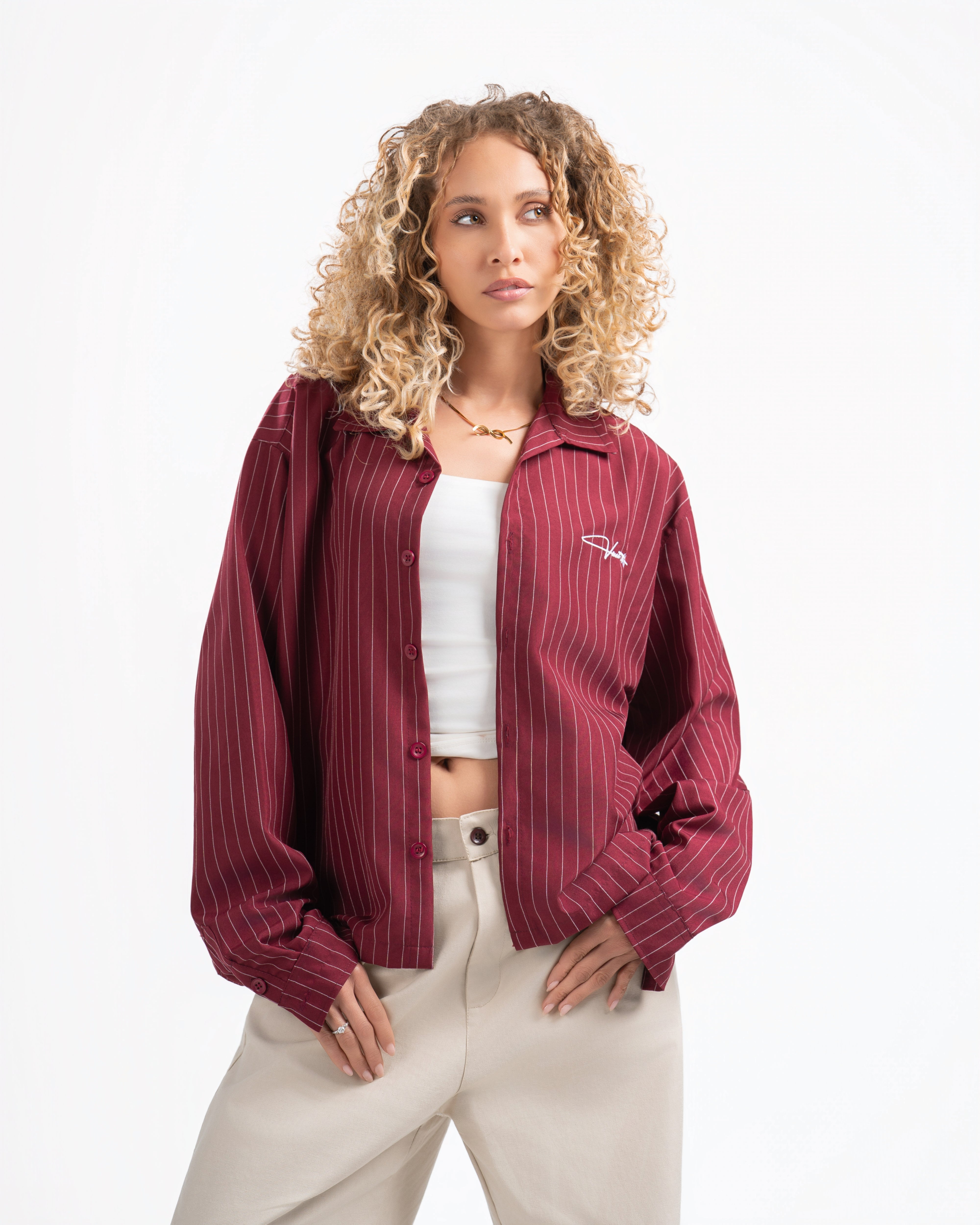 Burgundy Shirt Striped