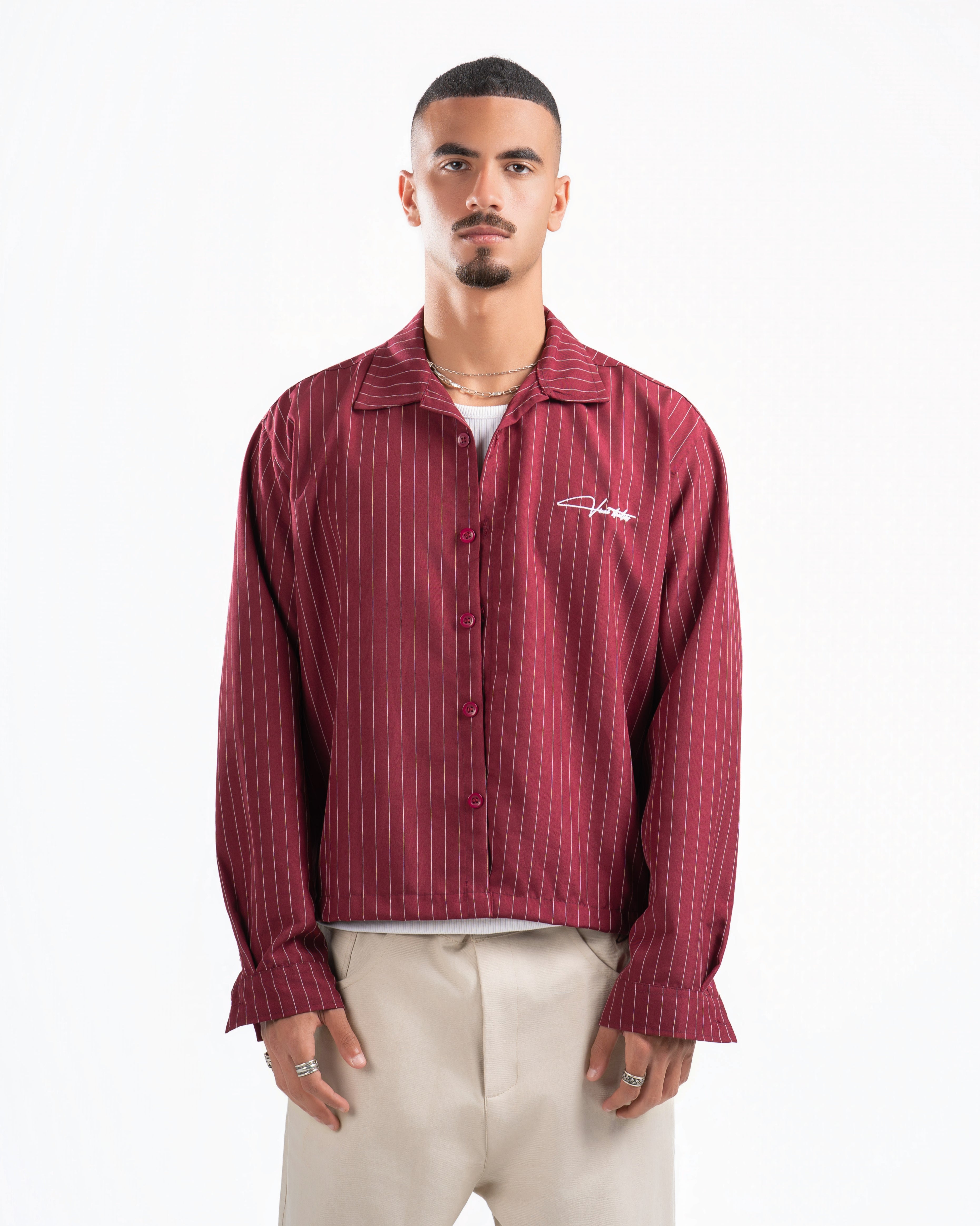 Burgundy Shirt Striped