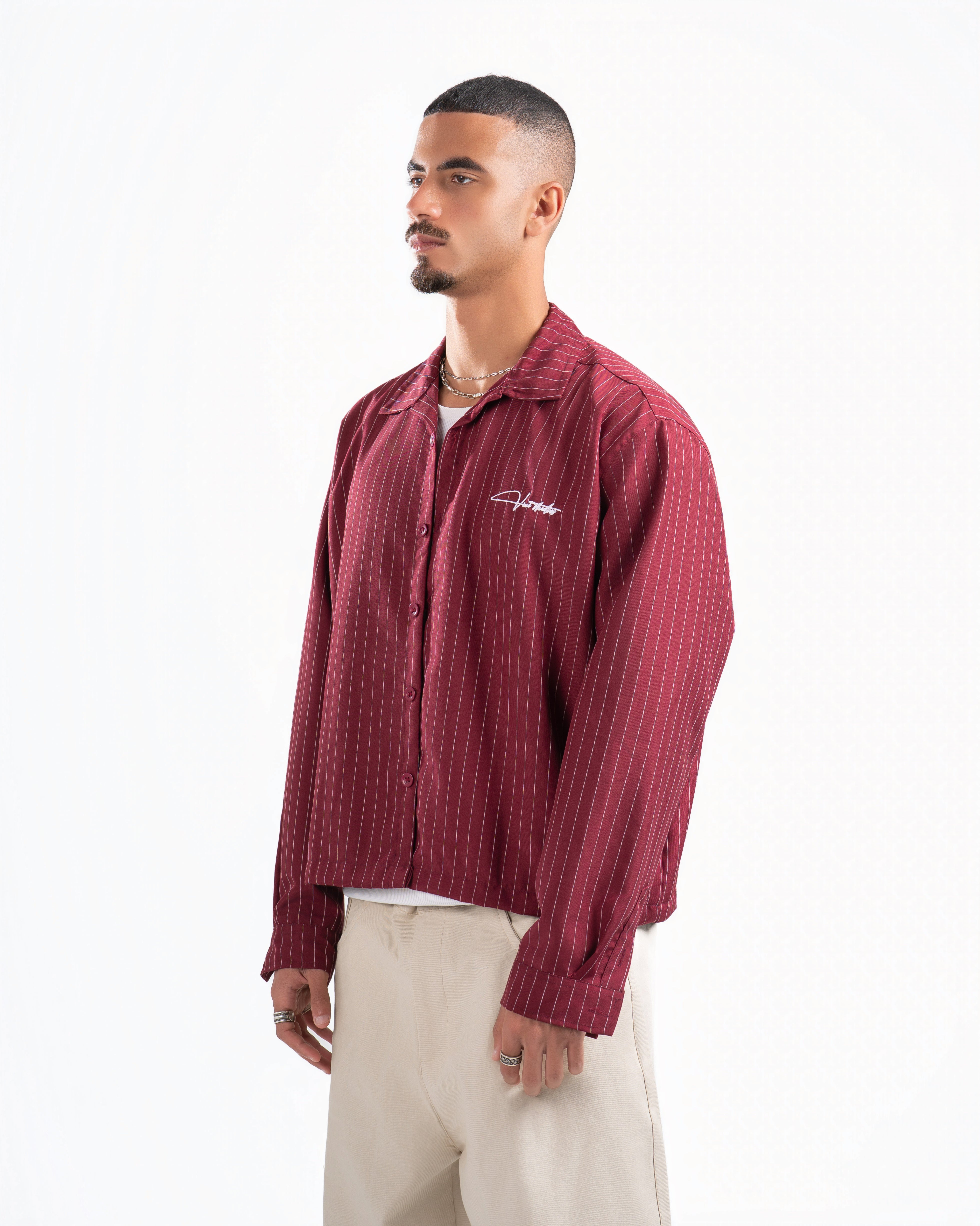 Burgundy Shirt Striped